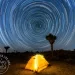 Joshua Tree Star Trail with yellow tent